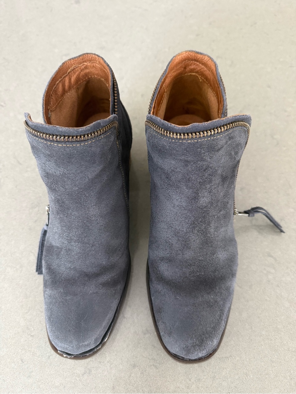 Born Vintage Blue Suede Ankle Booties with Side Zip Size 8 - Picture 3 of 10